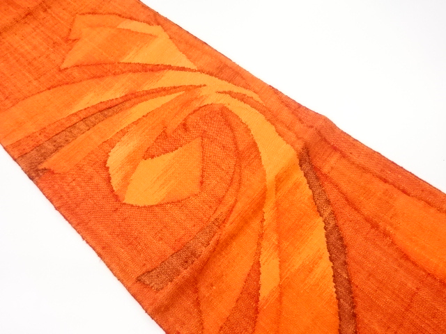 リサイクル　手織り真綿紬抽象模様織出し名古屋帯